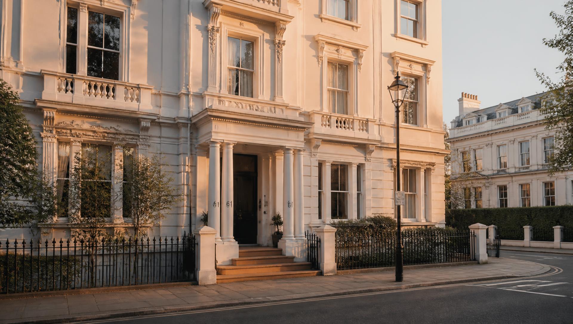 London townhouses in the evening light