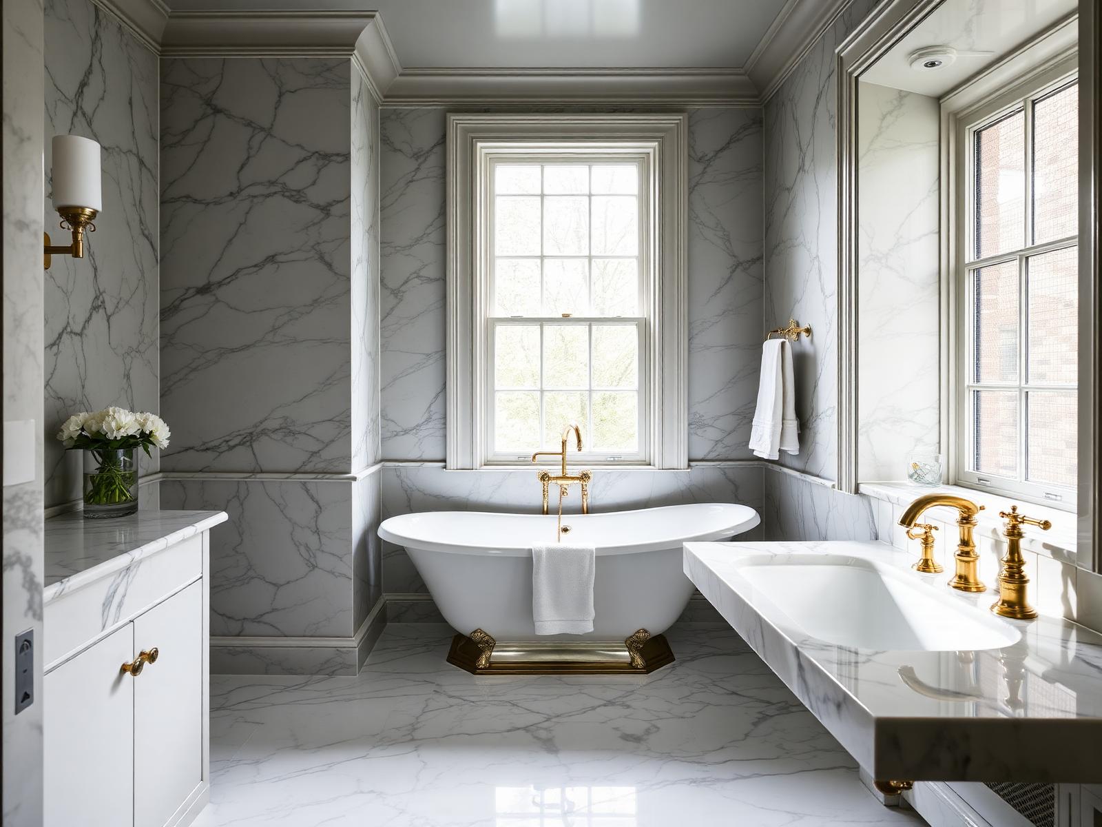 A marble bathroom in a London townhouse