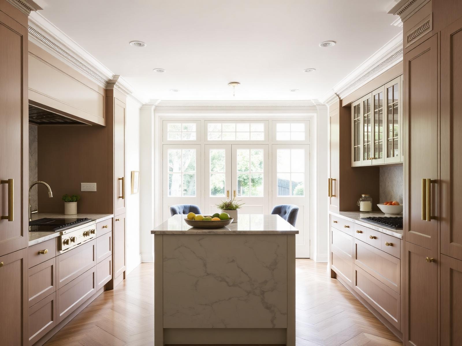 A marble kitchen island in a prime London home