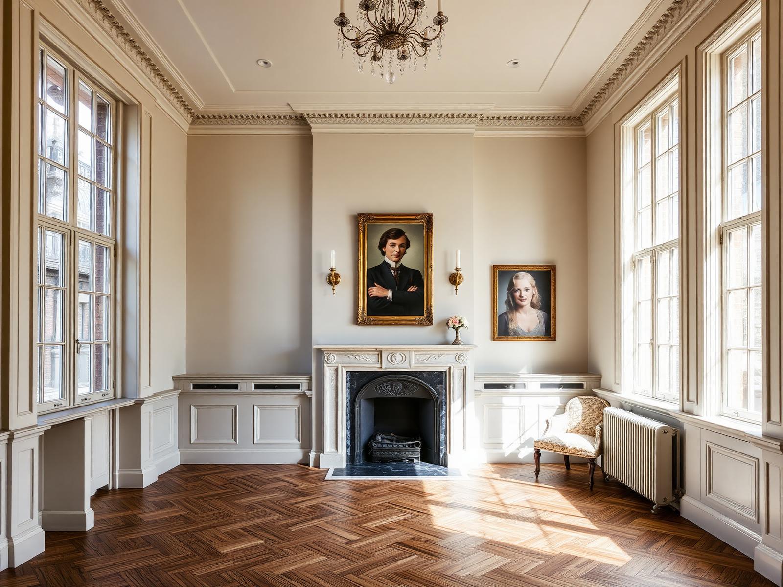 A hallway with a console table in a London townhouse